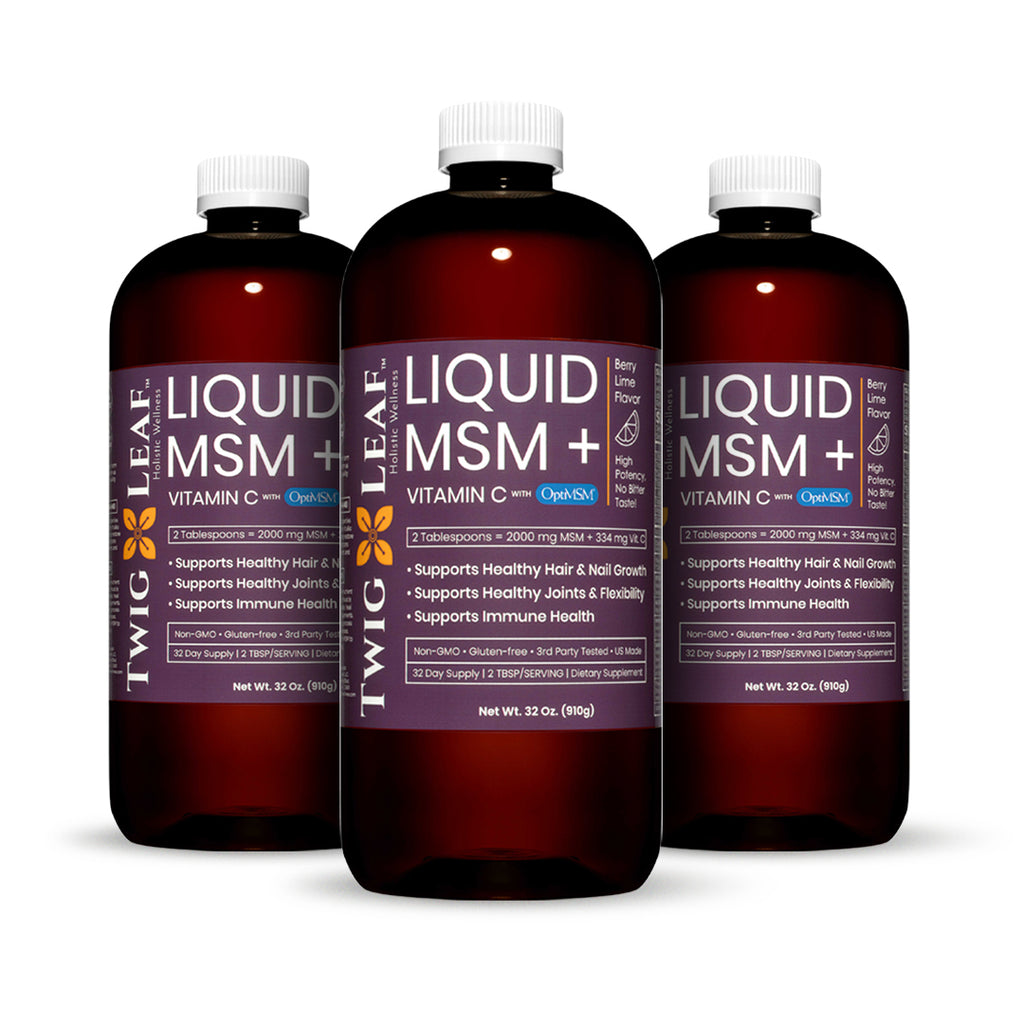 Twigandleafwellness MSM liquid & gummy vitamins for hair growth & joint health.